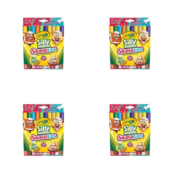 4x 10pc Crayola Silly Scents Smash Ups Dual Ended Washable Markers Kids 3y+