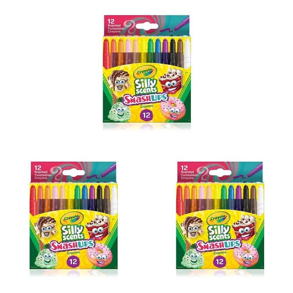 3x 12pc Crayola Silly Scents Smash Ups Mini Twistables Crayons Art Kids 3y+