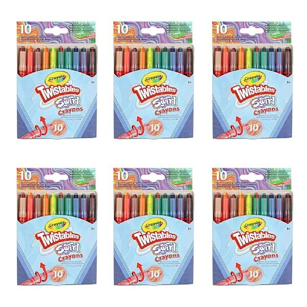 6x 10pc Crayola Twistables Swirl Mini Crayons Colouring Tools Craft Kit Kids 3y+