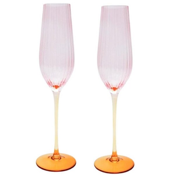 2pc Urban Ellie Ombre Champagne Glass Wine/Spirits Party Cup Pink/Yellow 26cm