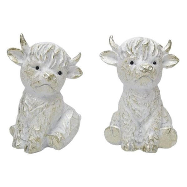 Urban Highland Cow Standing Resin Decoration Home Tabletop Decor White 1