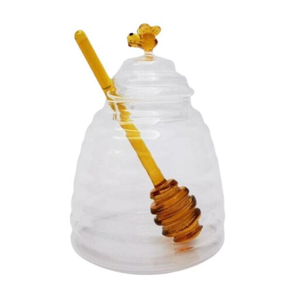 Urban Bee Honey Pot Home/Kitchen Food Storage Container Clear/Yellow 15cm