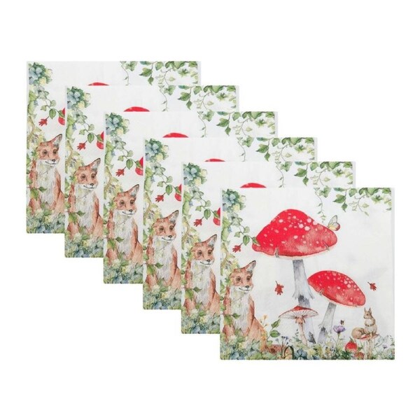 6x 20pc Urban Enchanted Garden Napkins Dining Table Paper Towel Red 33x33cm