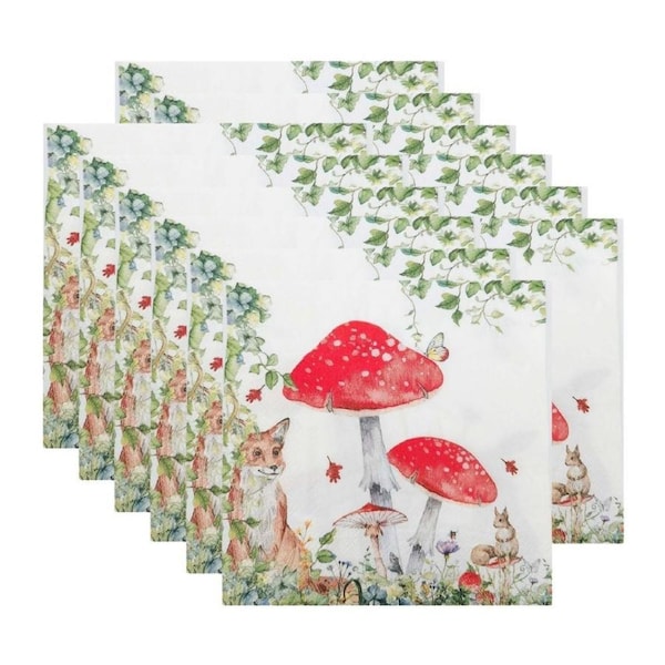 12x 20pc Urban Enchanted Garden Napkins Dining Table Paper Towel Red 33x33cm