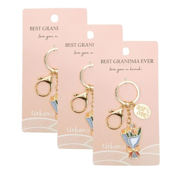 3x Urban Best Grandma Keyring Hanging Keychain Bag/Pouch Accessory Blue 12cm