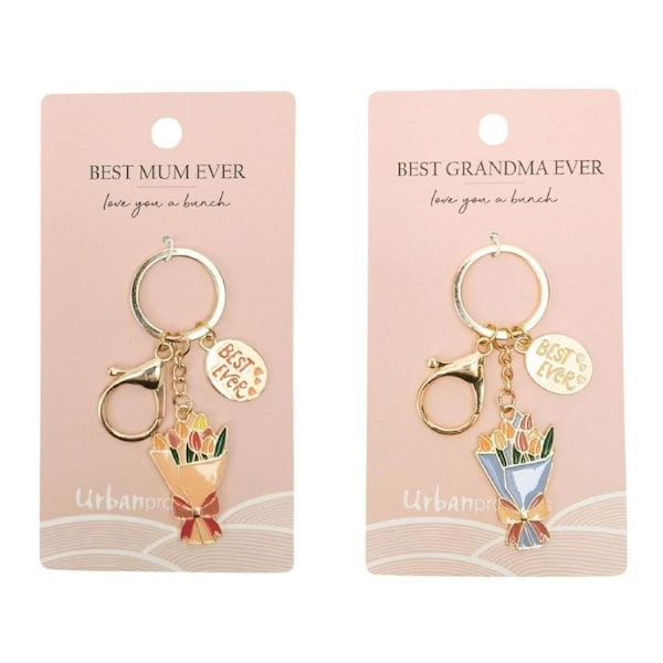 Urban Brand Best Mum Keyring & Best Grandma Keyring Combo Set 12cm Pink/Blue