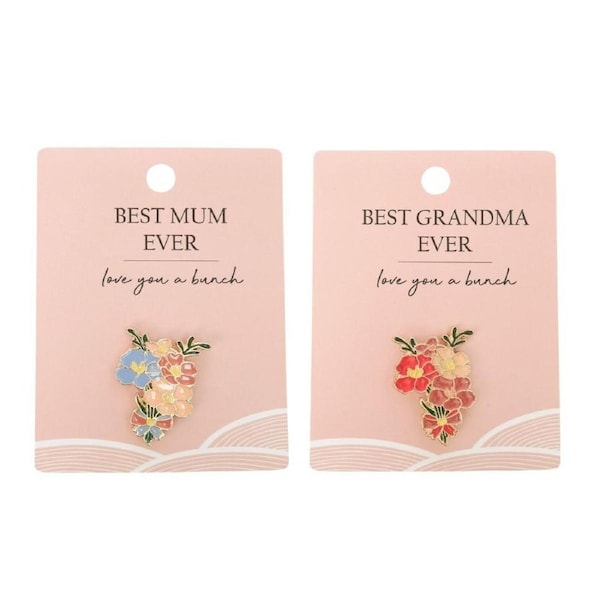 Urban Brand Best Mum Memento & Best Grandma Memento Pin Combo Set Blue/Pink