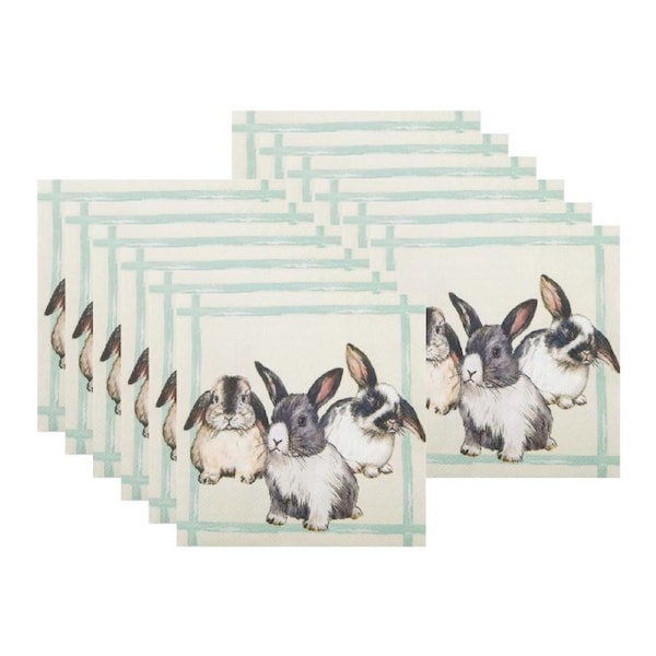 12x 20pc Urban Bunny Napkins Brown Dining Table Paper Towel Tableware 33x33cm