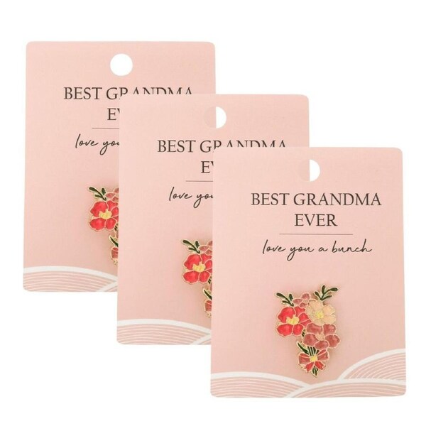 3x Urban Best Grandma Memento Pin Decorative Display Keepsake Tag/Badge BLU 2cm