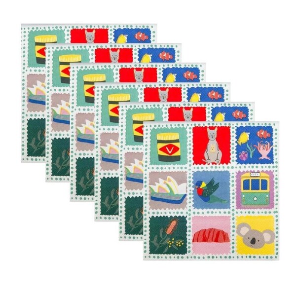 6x 20pc Urban Australiana Napkins Dining Table Paper Towel Tableware 33x33cm