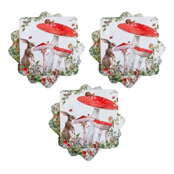 3x 4pc Urban Enchanted Garden Cork Coasters Home Dining Table Protector RD 10cm