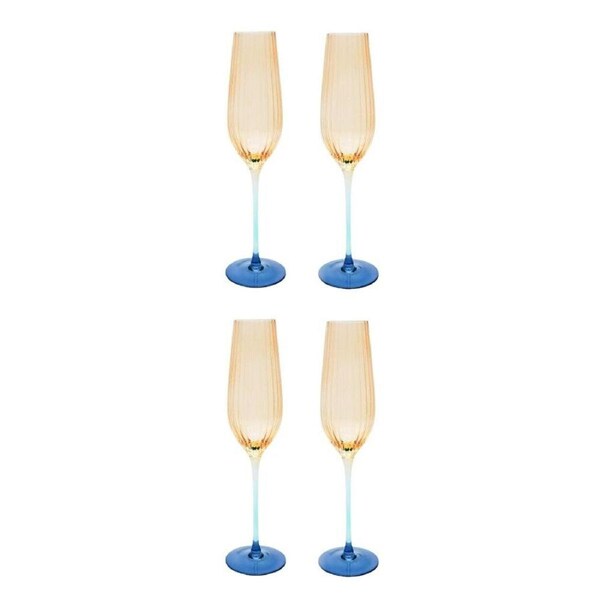 2x 2pc Urban Ellie Ombre Champagne Glass Party Cup Glassware Amber/Blue 26cm