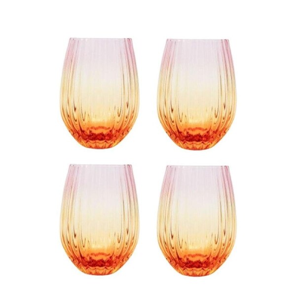 2x 2pc Urban Ellie Ombre Stemless Glass Wine/Beer Cup Drinkware PNK/Yellow 12cm