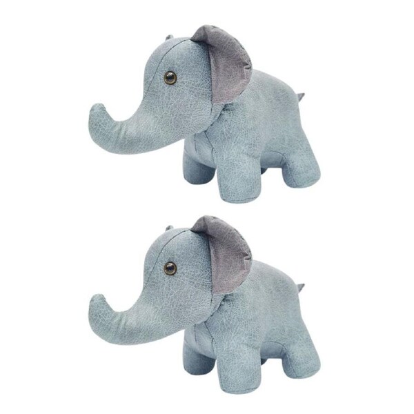 2PK Urban Elephant Door Stopper Home/Room Office Decor Display Blue/Grey 39cm