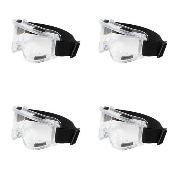 4PK Safecorp Clear PPE Safety Goggles Anti Fog UV Resistant Direct Vent Black