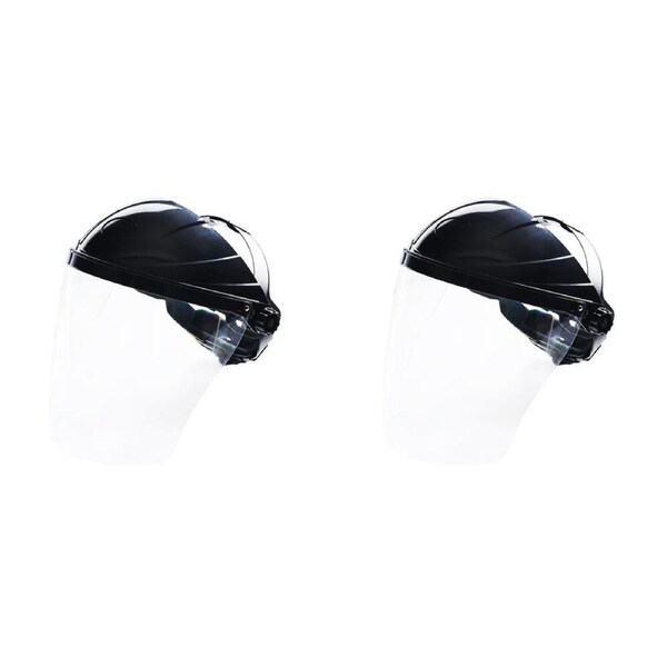 2PK Safecorp Heavy Duty Face Shield with Brow Guard & 2mm Thick Clear Visor
