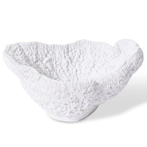 E Style Coral Bowl Decorative Display Polyresin Home Tabletop Decor White 28cm