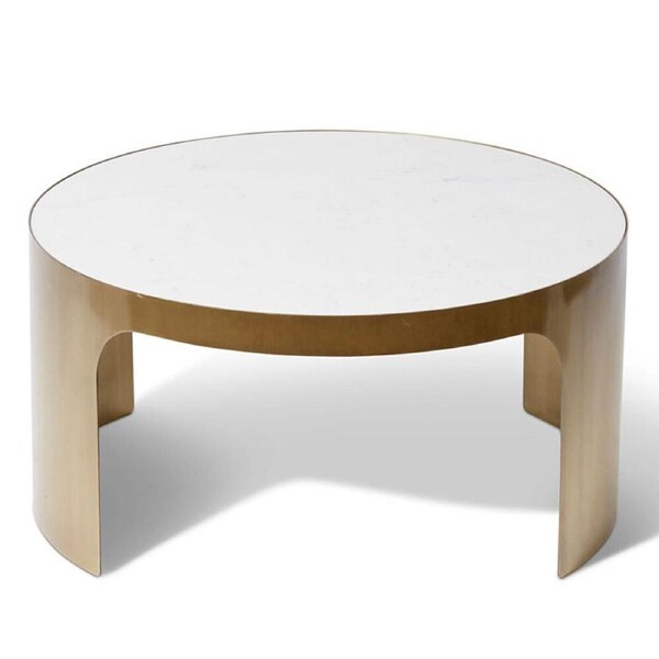 E Style Sena Coffee Table Mild Steel/Marble Home Furniture 80x38cm White/Gold