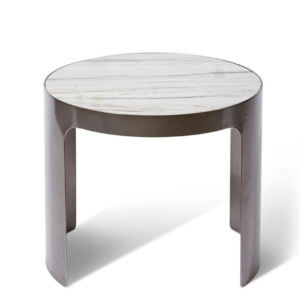 E Style Sena Coffee Table Tall Mild Steel/Marble Furniture 55x45cm BLK/WHT/Grey