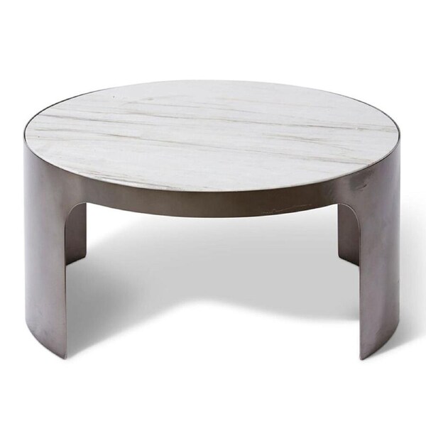 E Style Sena Coffee Table Mild Steel/Marble Furniture 80x38cm Black White/Grey