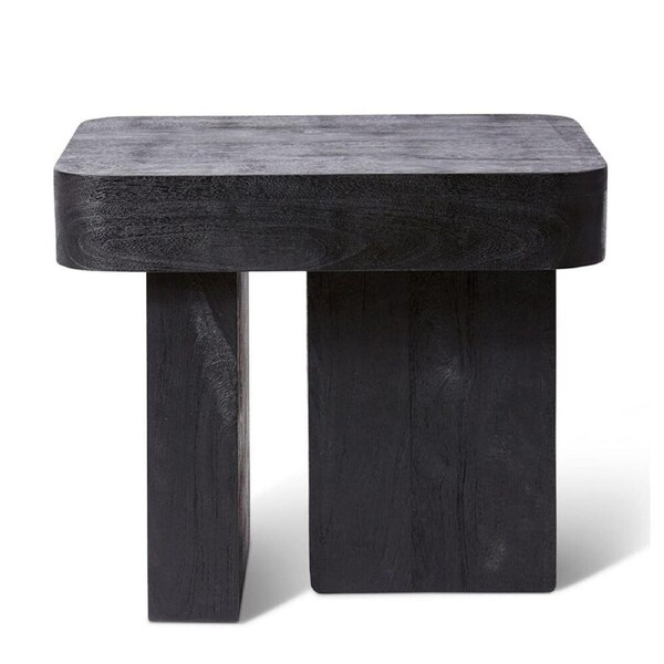 E Style Furaha Side Table Solid Wood Home Room Furniture 60x40cm Black