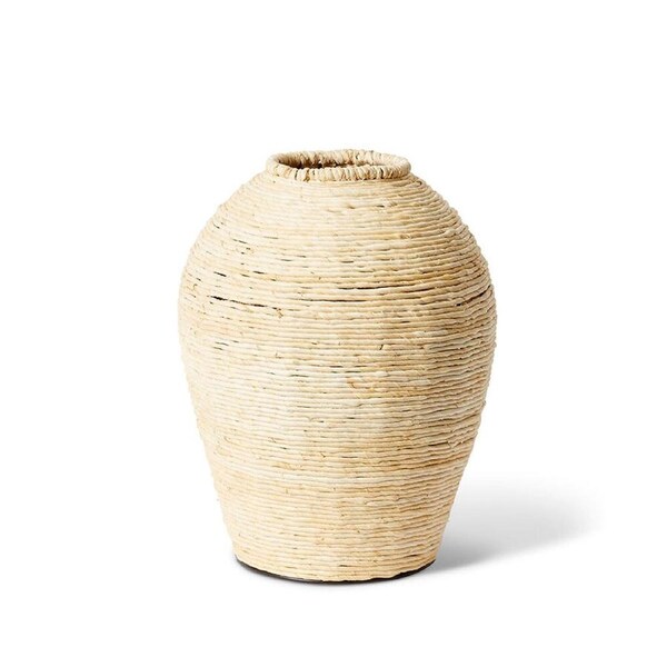 E Style Ratan Bomani Tall Round Vessel Home Tabletop Decor 36x44cm Natural