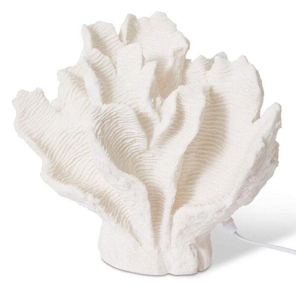 E Style Coral Resin Lamp Leaf 34x30cm Tabletop Home/Bedroom Decor White