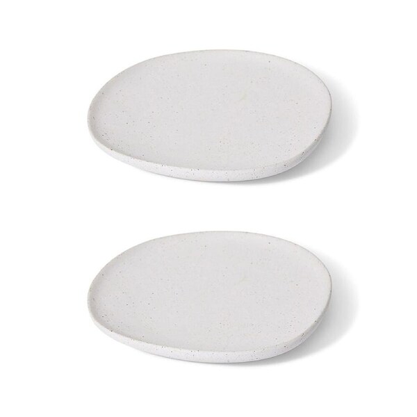 2PK Elme Living Ceramic Matias Plate Home Table Dining Decor 21x3cm Sandy/White