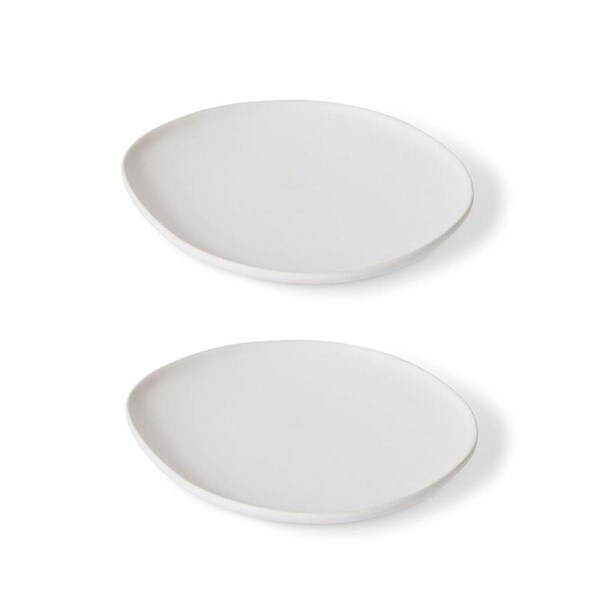 2PK E Style Ceramic Nakano Plate Home Tabletop/Shelf Dining Decor 21x3cm White