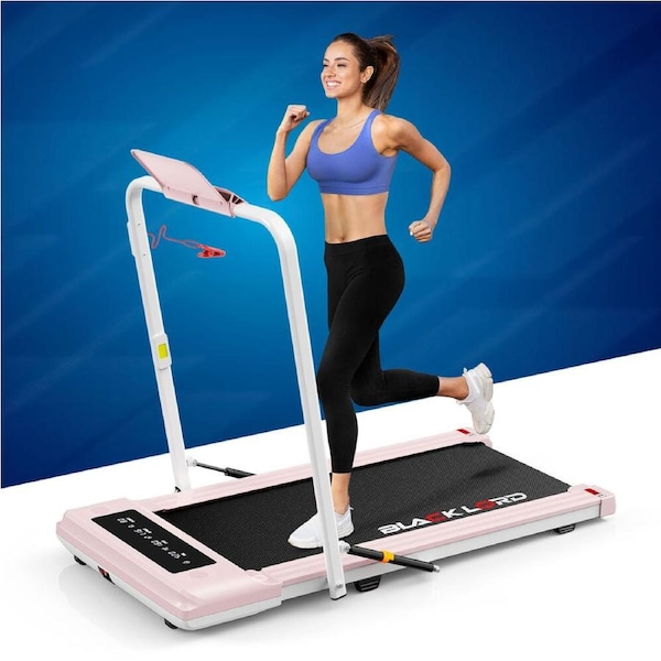 40cm Belt BLACK LORD Treadmill 2 IN 1 Electric Walking Pad Hydraulic Foldable Pink