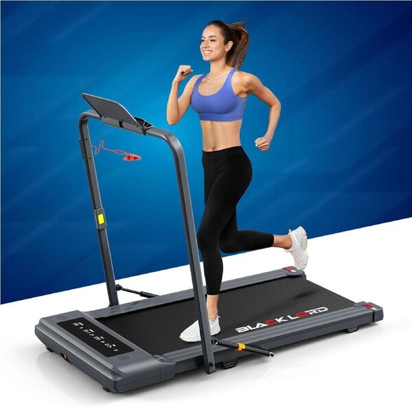 40cm Belt BLACK LORD Treadmill 2 IN 1 Electric Walking Pad Hydraulic Foldable Grey