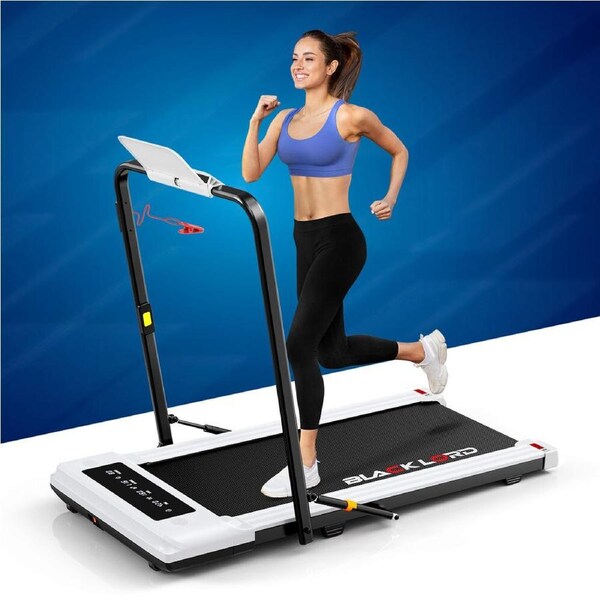 40cm Belt BLACK LORD Treadmill 2 IN 1 Electric Walking Pad Hydraulic Foldable White