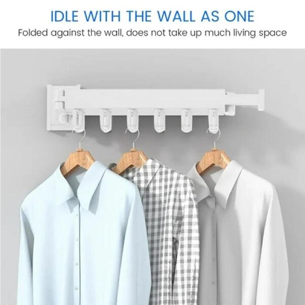 Catzon Clothes Drying Rack Wall Mounted 3-Fold Retractable for Balcony-White