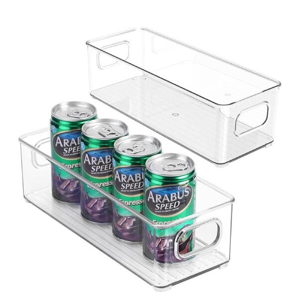 Catzon 2 Pcs Fridge Organizer Bins Clear Stackable with Handles for Pantry-S