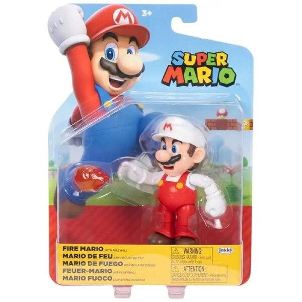 World of Nintendo Wave 41 Super Mario Fire Mario with Fire Ball Articulated 4 Inch Figure