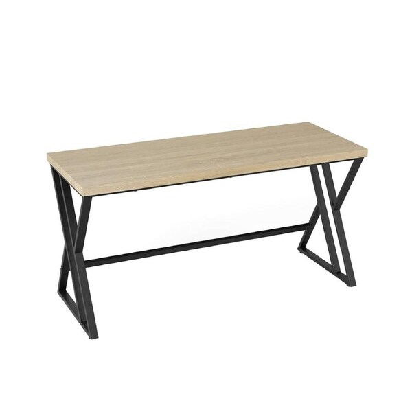 Giantex Computer Desk Home Office Desk w/Heavy-duty Metal Frame & Crossbar Seminar Table Black