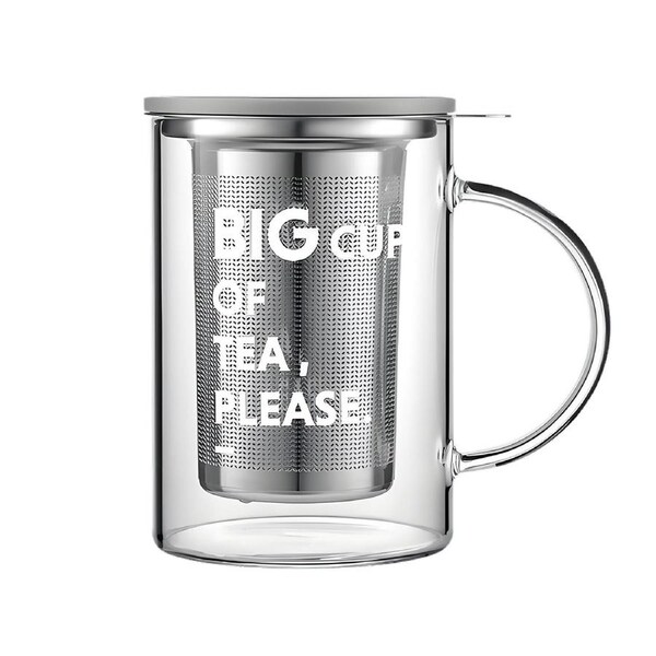 BUYDEEM Teapot Tea Cup With Drain Basket Separation Filter High Borosilicate Glass 500ml CD1002