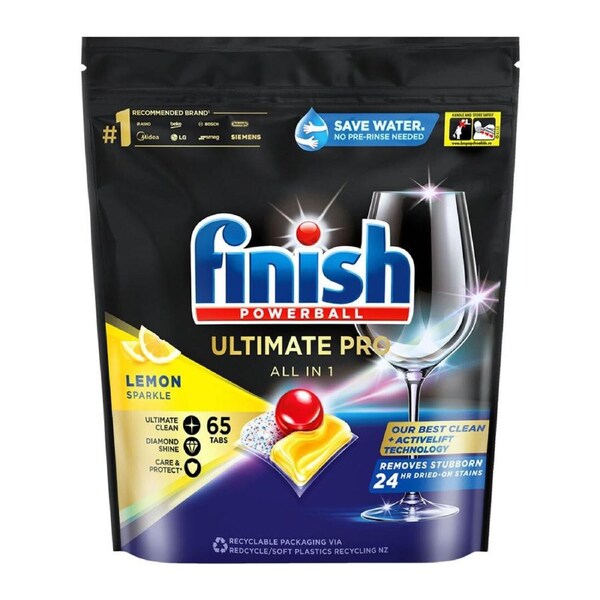 Finish Powerball Ultimate Pro Dishwashing Tablets – Lemon Sparkle (65 Pack)