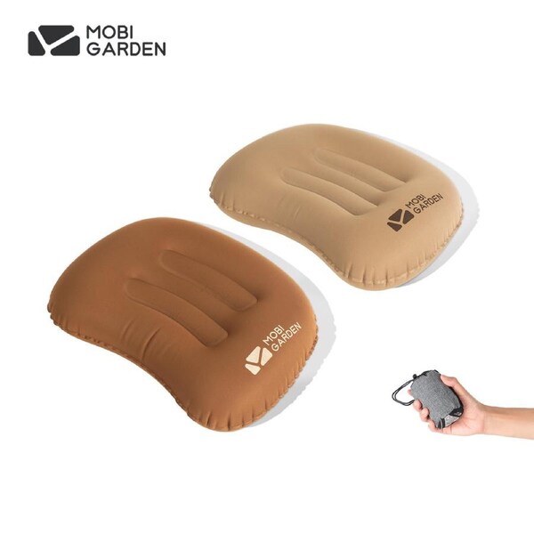Mobi Garden Inflatable Camping Pillow - Portable Travel Neck Pillow for Outdoor - BROWN