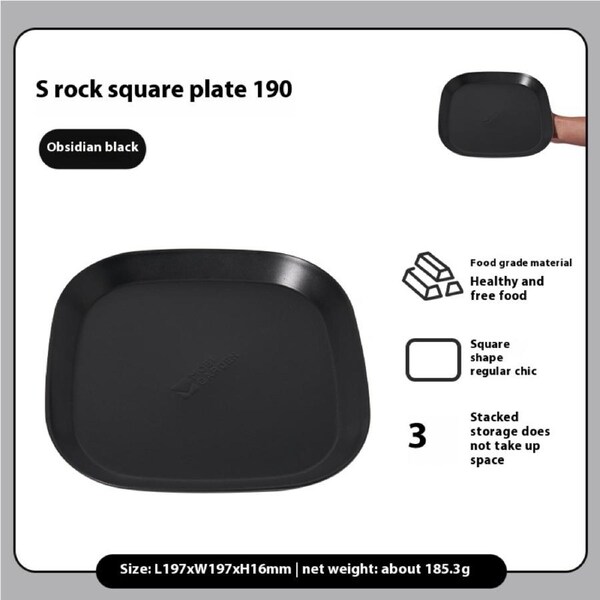 Mobi Garden Stainless Steel Camping Tray - Vintage Style Square Plate for Outdoor Picnics & BBQ, Portable Cookware - BLACK