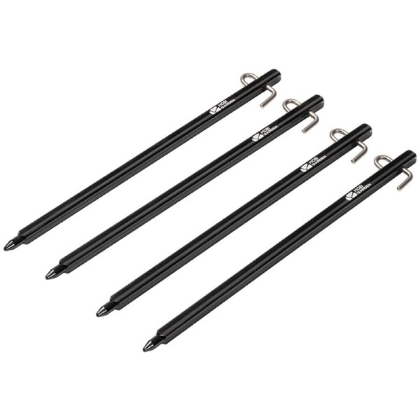 Mobi Garden Heavy Duty Aluminum Tent Pegs - Thickened Square Profile, Windproof Stakes for Camping Tents & Canopies - Black