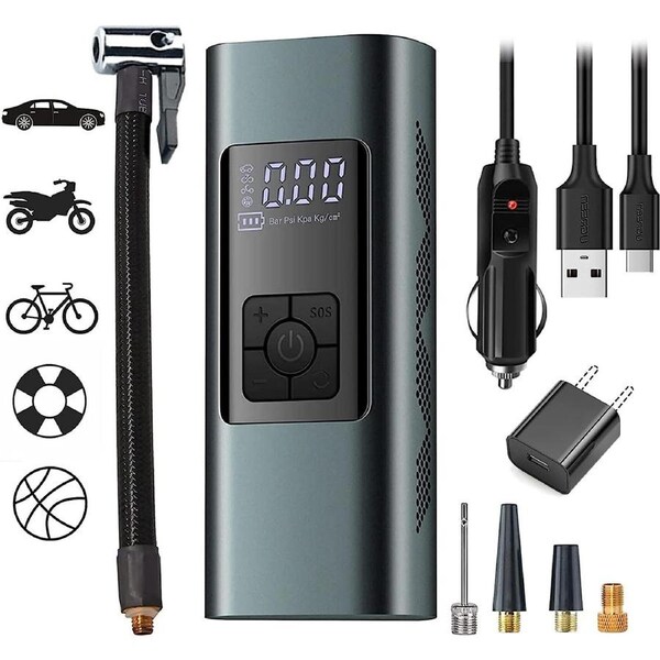 Sunwhale 6000mAh Portable Smart Tire Inflator - Cordless Digital Air Pump for Car, Motorcycle, E-Bike & Balls with Emergency LED Light & Auto-Stop