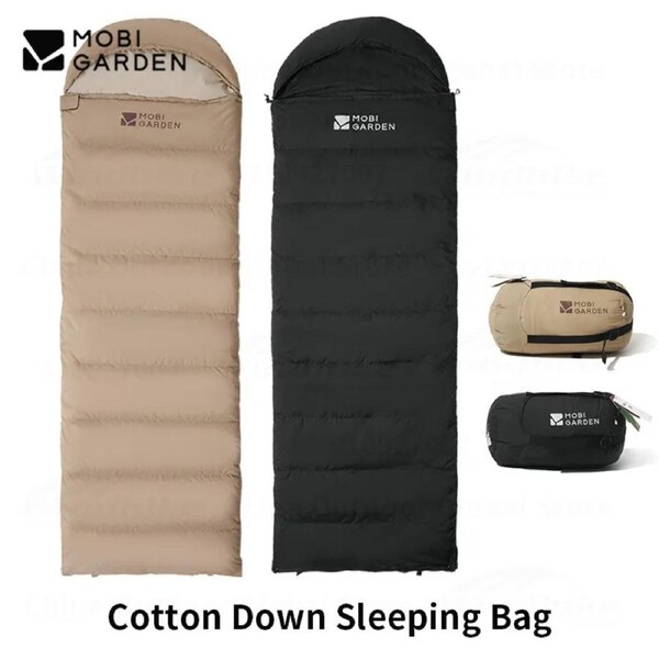 MOBI GARDEN 10?~15? Down Cotton Sleeping Bag Outdoor Camping Adult Warm Sleeping Bag Winter Thickened Anti-Cold 2Persons Spliced - Black