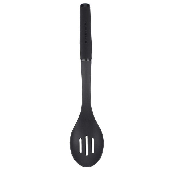 KitchenAid Nylon Soft Touch 34cm Slotted Spoon Cooking Utensil Heat Resistant BK