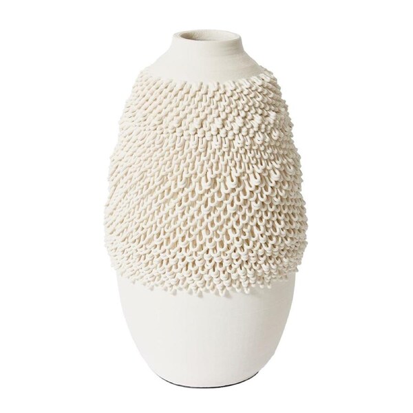 E Style Hakaku Vessel Porcelain Flower Vase Centerpiece Home Decor 36cm White