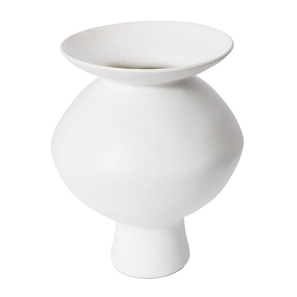 E Style Nakano Flared Ceramic Flower Vase Centerpiece Home Decor 34cm White