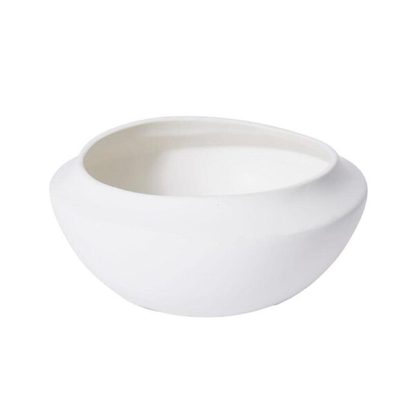 E Style Nakano Wide Ceramic Decorative Bowl Plant Pot Home Decor 20cm White
