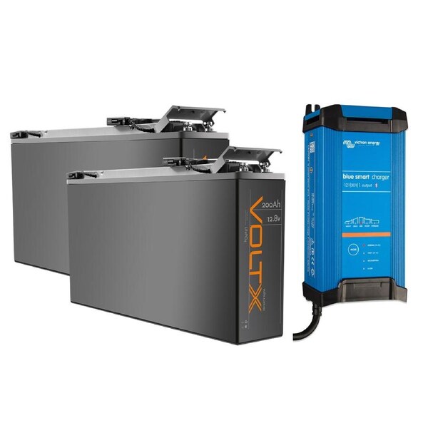 VoltX Slim 12V 400Ah Lithium Battery + Victron 30A Charger