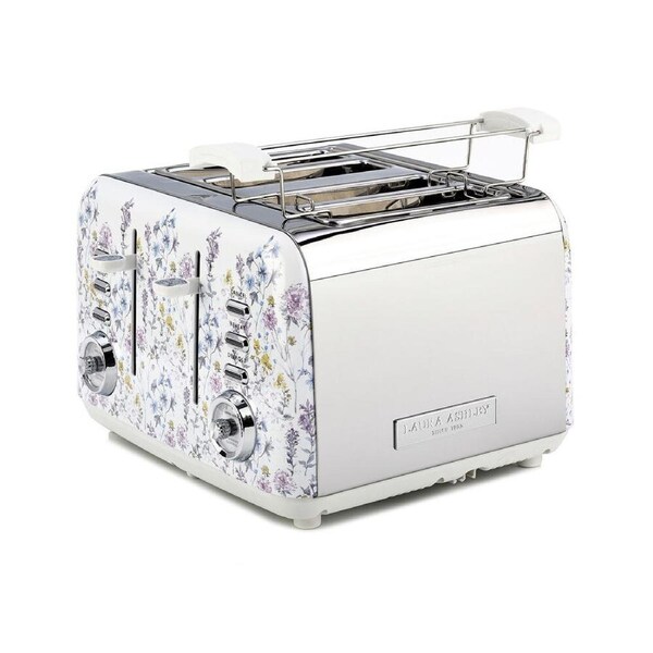 Laura Ashley Stainless Steel 4 Slice Home/Kitchen Compact Toaster Wild Meadow