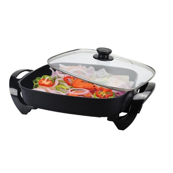 Maxim Banquet Aluminium Electric Fry Pan w/ Glass Lid 1800W 49.5x30cm Black